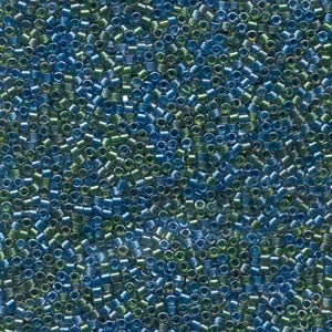 11/0 – Miyuki Delica - 5g Bag – Lined Green/Blue Mix – DB985