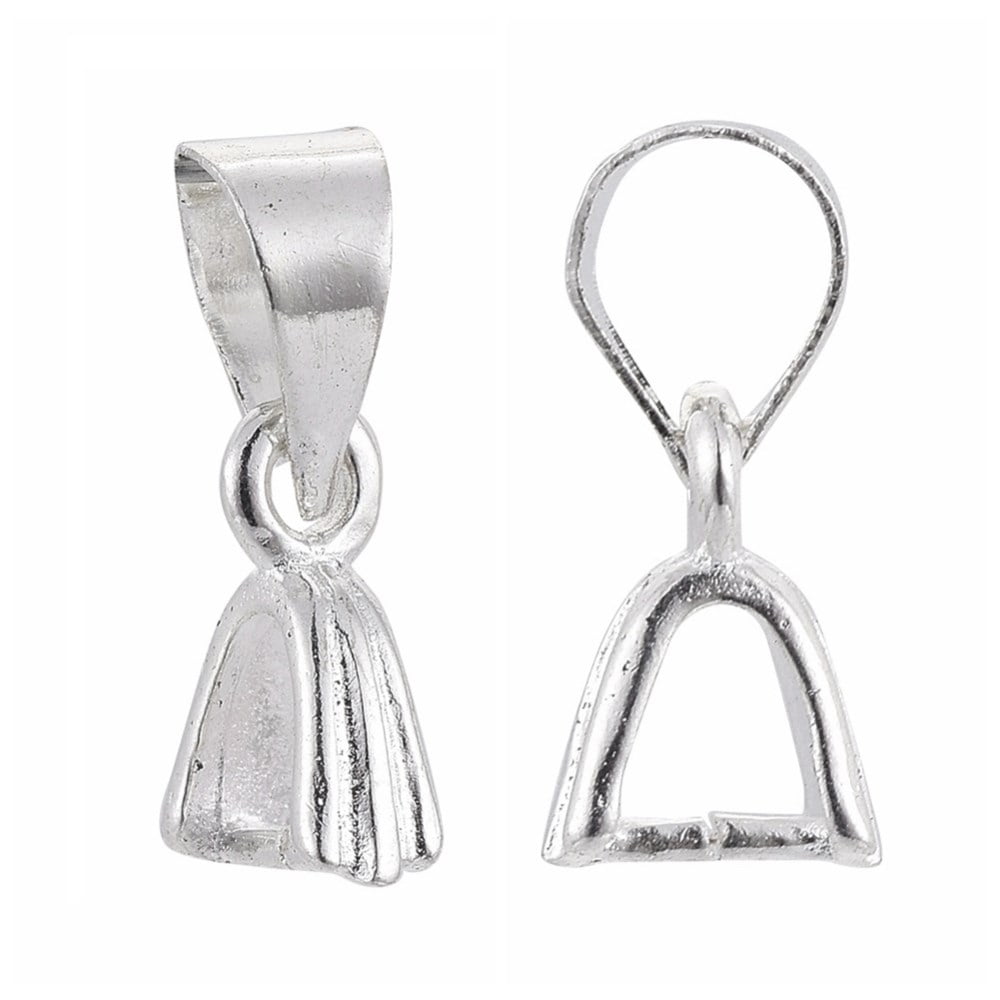 Silver Plated 12mm Pinch Bails with Scallop design – Pack of 10