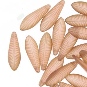 Czech Glass Dagger Beads 5x16mm – Strand of 25 – Rose Opal Laser Matte Feather