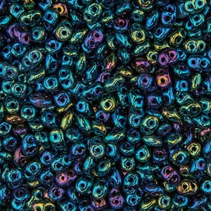 SuperDuo 2.5x5mm - 25g Bag β Jet Green Iris