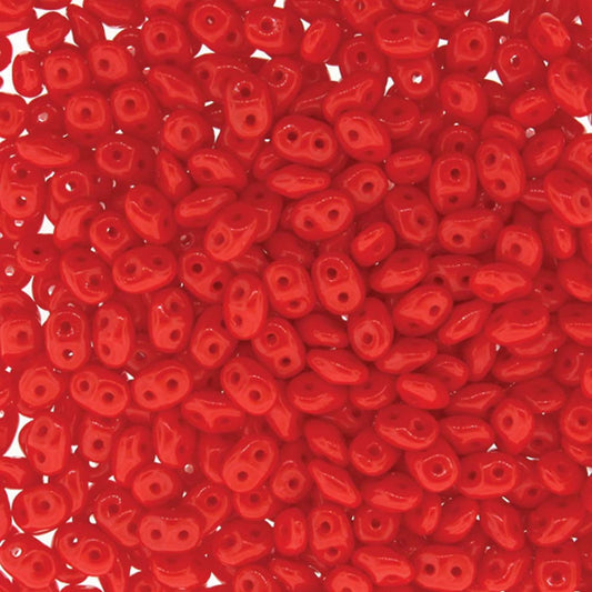 SuperDuo 2.5x5mm - 25g Bag – Opaque Coral Red