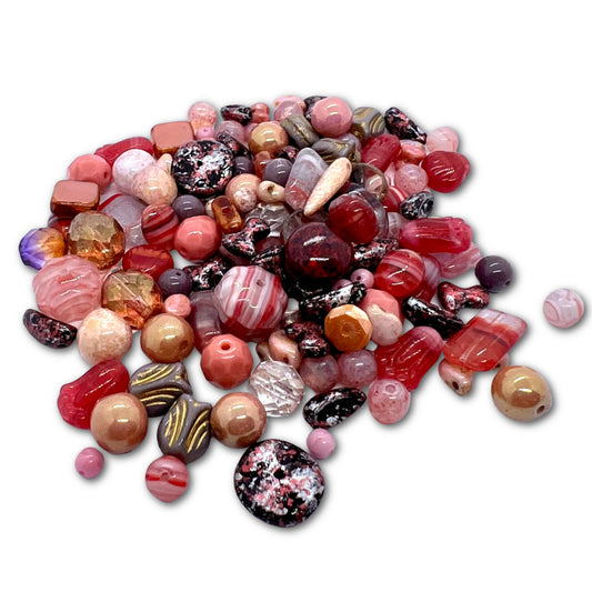 Preciosa Pressed Glass Dusty Rose Mix - Approx 50g
