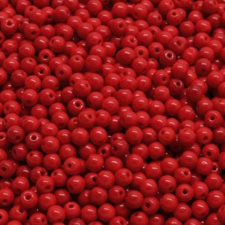 3mm Pressed Glass Round Beads - Pack of 100 - Red