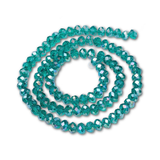 6x8mm Crystal Rondelle Bead Strand – Approx 70 Beads – Emerald Shimmer