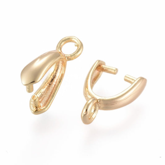 18k Gold Plated 11mm Pinch Bails – Pack of 5