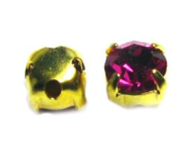 4mm Gold Plated Chaton Montee x 24 – Fuchsia