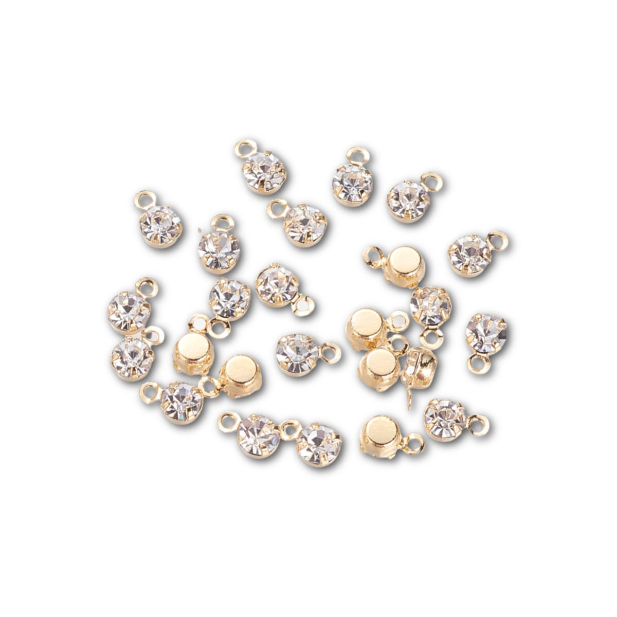 3.5mm 18k Gold Plated Crystal Charm - Pack of 5