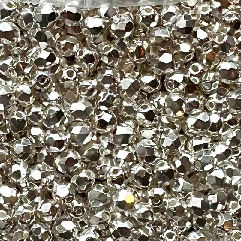 3mm Czech Fire Polish - 00030/68303 - Real Silver Plated x 100