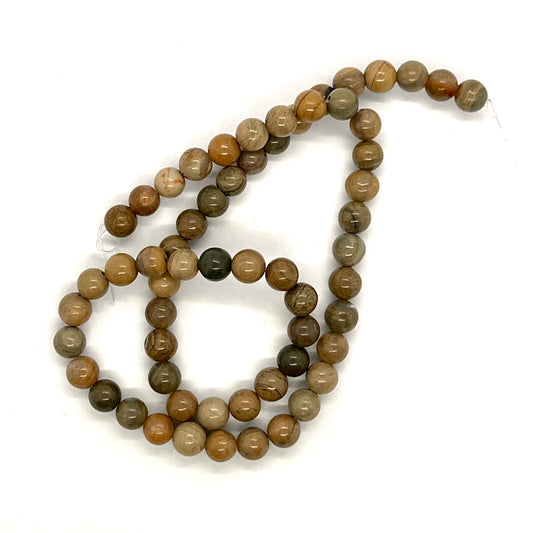 6mm Polished Silver Leaf Jasper Round Bead Strand – Approx 60 beads