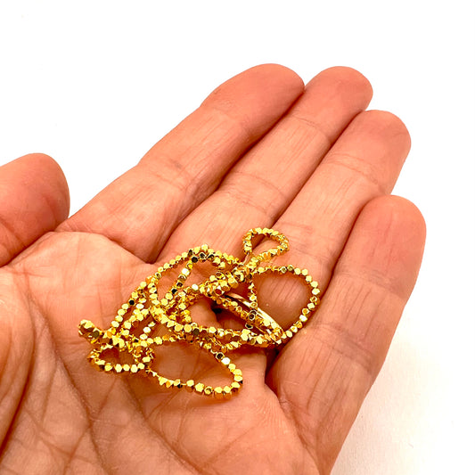 1.5mm Gold Plated Hematite Cube Strand - Approx 240 Beads