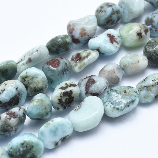 5-8mm Natural Larimar Nugget Bead Strand - Approx 14 Inches