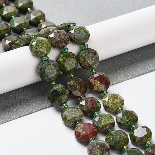 Natural Faceted Dragon Blood Jasper Gemstone Bead Strand