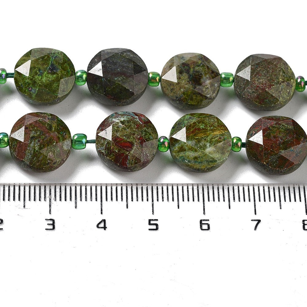 Natural Faceted Dragon Blood Jasper Gemstone Bead Strand