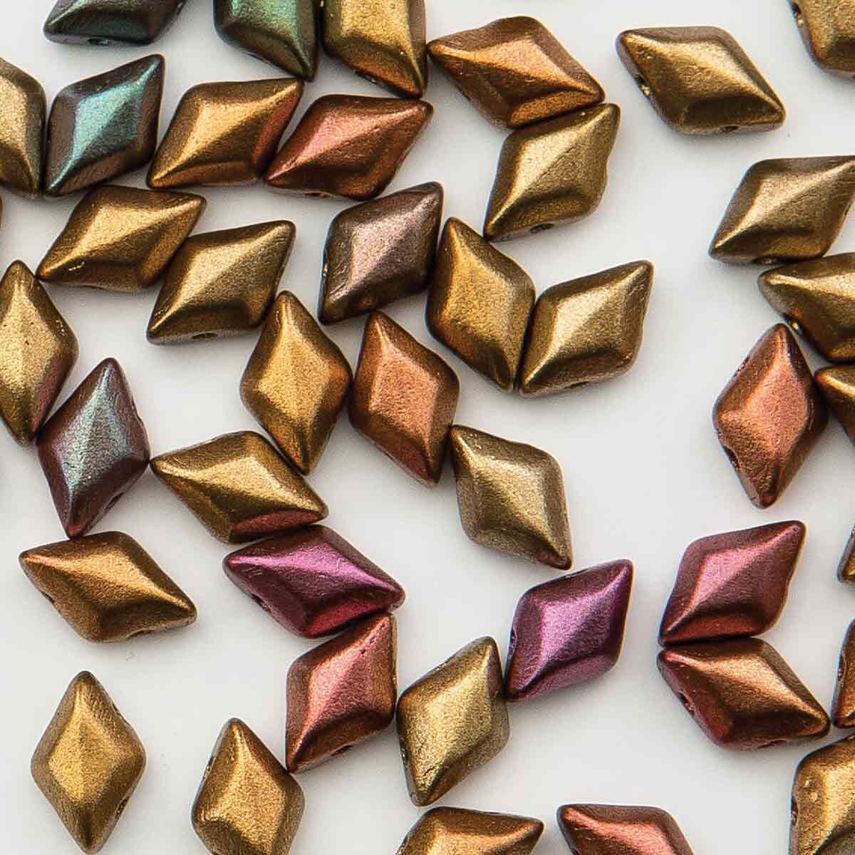 GemDuo 2-Hole 5x8mm – Dark Gold Rainbow - 5g