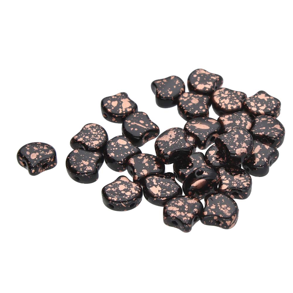 Ginko Beads 7.5mm – 10g Pack (approx 35 beads) – Jet Copper Splash