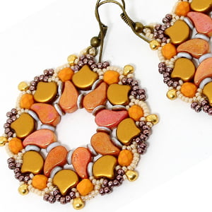 Ginkana Earring Pattern with Ginko and PaisleyDuo Beads - Instant Download or Printed Copy