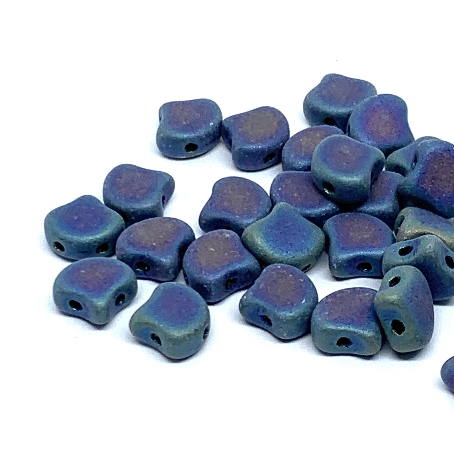 Ginko Beads 7.5mm – 10g Pack (approx 35 beads) – Jet Blue Iris Matte