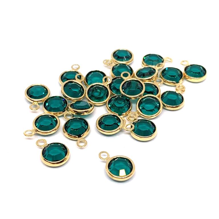 Gold Plated Preciosa Birthstone Channel Charm - 6mm - Emerald (May Birthstone)