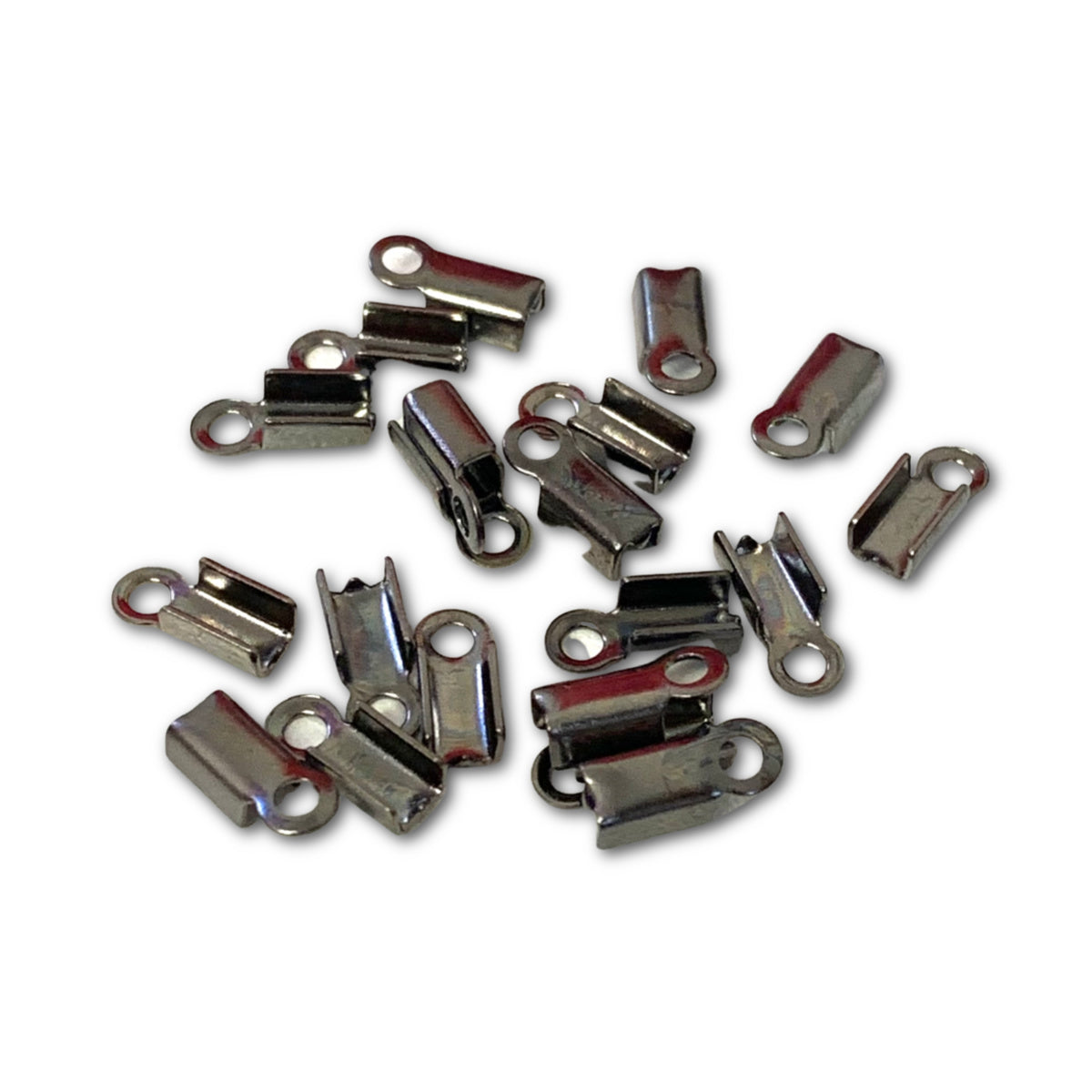 Gunmetal Fold Over Cord Ends 6x3mm - Pack of 20