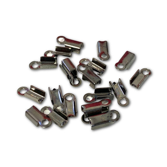 Gunmetal Fold Over Cord Ends 6x3mm - Pack of 20