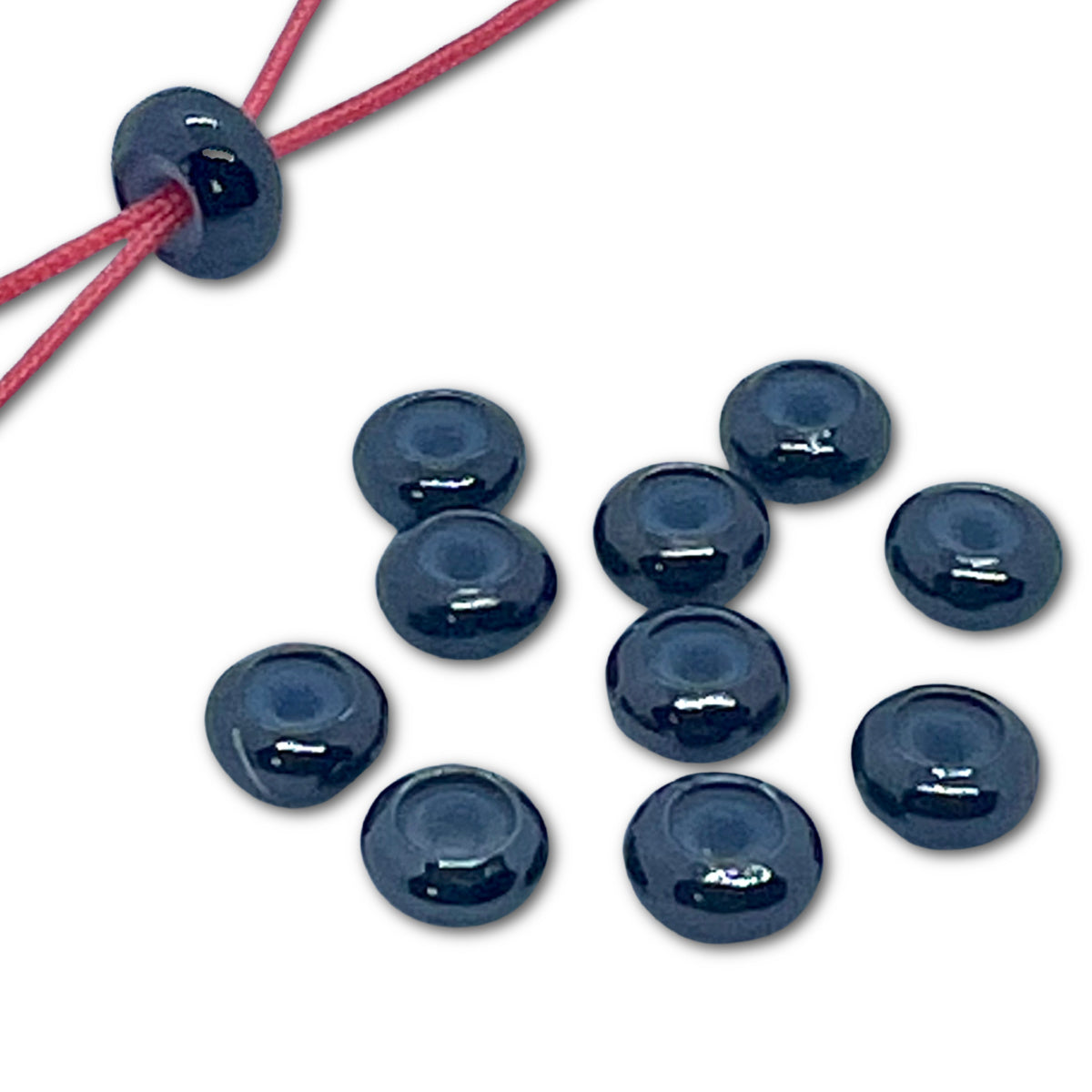 Adjustable Slider Beads – 7.5x4mm – Silicone Center – Pack of 10 – Gunmetal