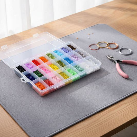 24 Colour Opaque/Silver Lined/Transparent Seed Bead Box - 12g of Each Colour!