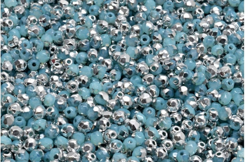 3mm Czech Fire-Polish – 61010/27001 – Aqua Half Labrador x 100