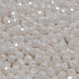 4mm Czech Fire Polish – 03000/14400 – White Alabaster x 100