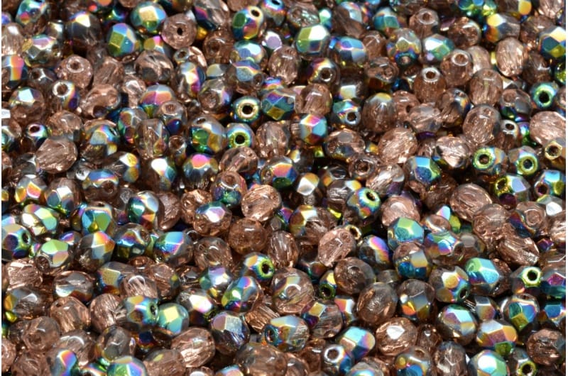 4mm Czech Fire-Polish – 70120/28101 – Light Rose Vitrail x 100