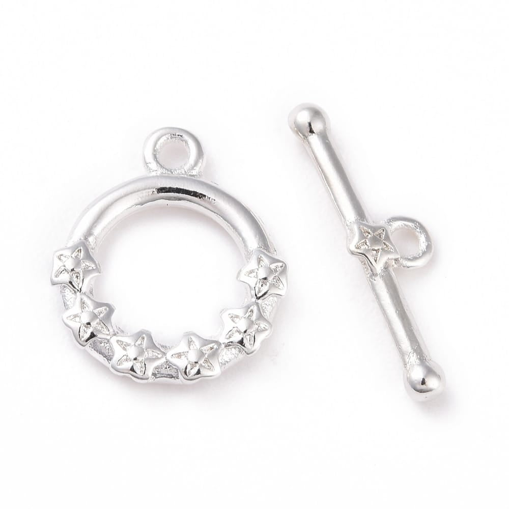 Silver Plated Mini Flower Wreath Toggle Clasp 4.5x16mm