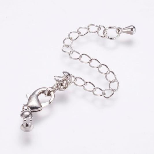 Silver Plated Extension Chain with Crimp Covers - Pack of 1