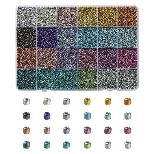 24 Colour Metallic Seed Bead Box - 12g of Each Colour!