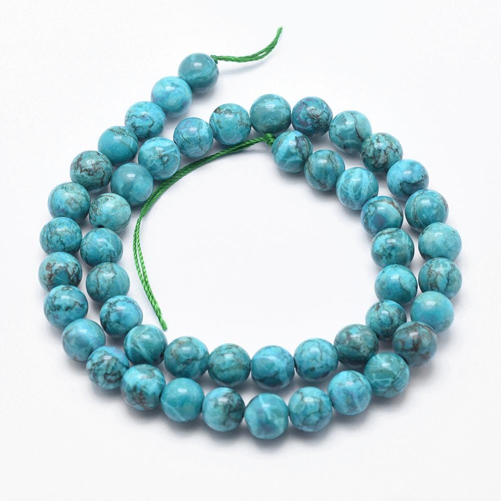 6mm Turquoise Coloured Agate Bead Strand - Approx 58 Beads