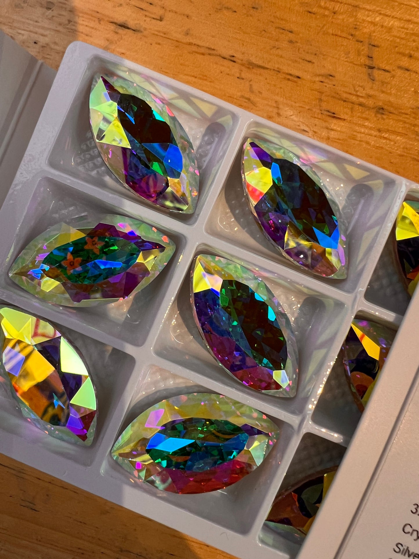 32x17mm Aurora Crystal Navette Stone - Pack of 1 - Crystal AB