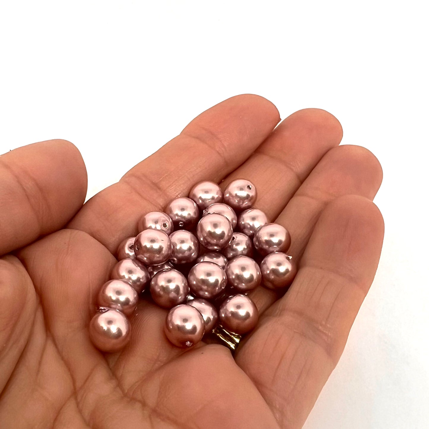 8mm Czech Round Glass Pearl Pack of 25 – 70427 – Antique Pink