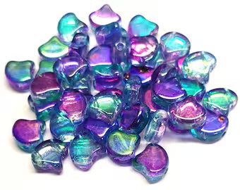 Ginko Beads 7.5mm – 10g Pack (approx 35 beads) – Summer Rainbow Dark Violet