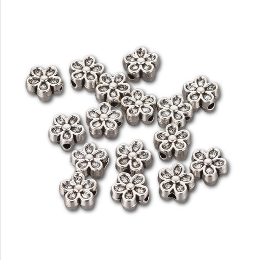 Silver Plated Flower Spacer 7x3.5mm– Bag of 10