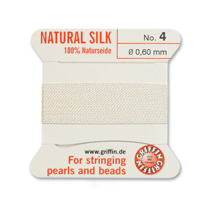 Griffin Silk Bead Cord No4 (0.6mm) - white