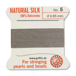 Griffin Silk Bead Cord No5 (0.65mm) – Grey