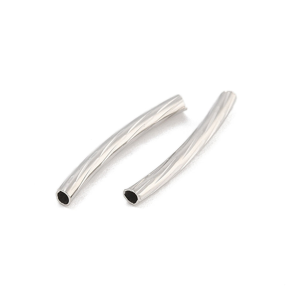 Silver Tone Faceted Spacer Tubes 15x1.2mm - 20 Pack