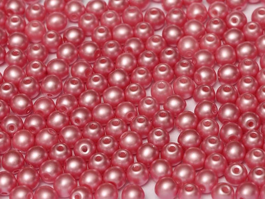 3mm Pressed Glass Round Beads - Pack of 100 - Alabaster Pastel Pink