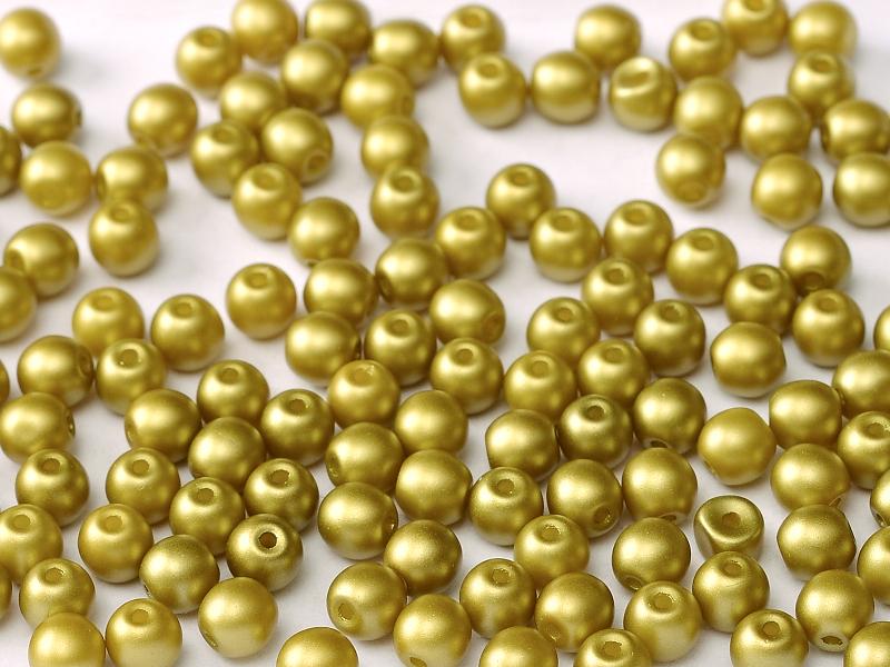 3mm Pressed Glass Round Beads - Pack of 100 - Alabaster Pastel Lime