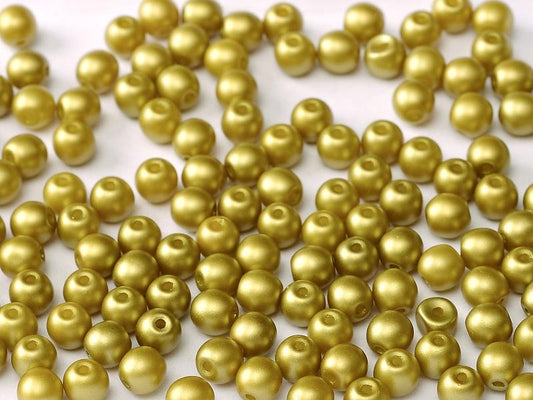 3mm Pressed Glass Round Beads - Pack of 100 - Alabaster Pastel Lime