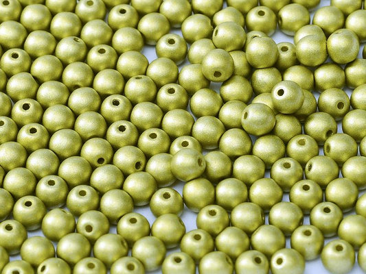 3mm Pressed Glass Round Beads - Pack of 100 - Alabaster Metallic Chartreuse