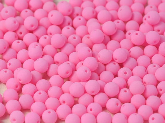 3mm Pressed Glass Round Beads - Pack of 100 - Alabaster Matte Soft Pink