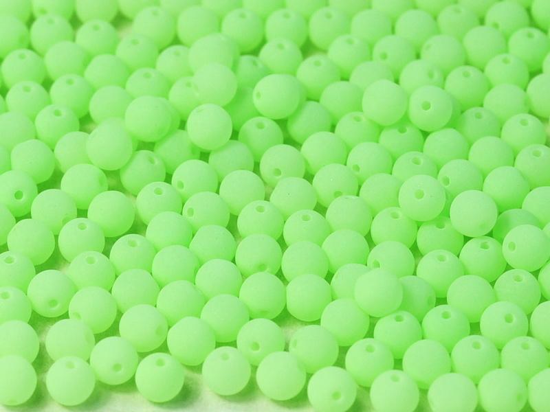 3mm Pressed Glass Round Beads - Pack of 100 - Alabaster Matte Soft Lime