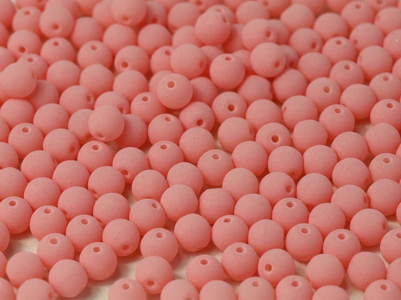 3mm Pressed Glass Round Beads - Pack of 100 - Alabaster Matte Soft Coral