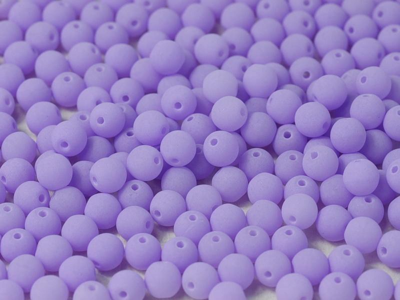 3mm Pressed Glass Round Beads - Pack of 100 - Alabaster Matte Soft Violet