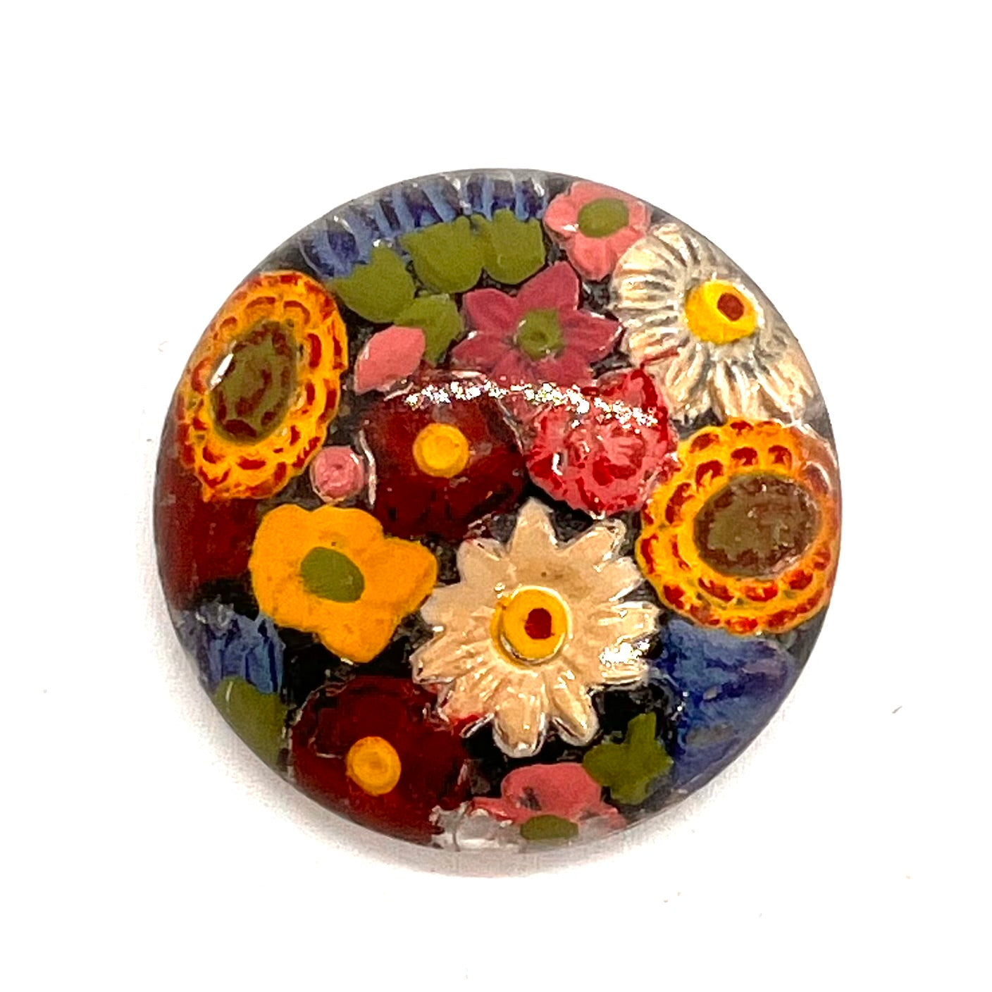 Vintage (1950s) Hand Painted Czech Glass Cabochon - 28mm (CAB2)