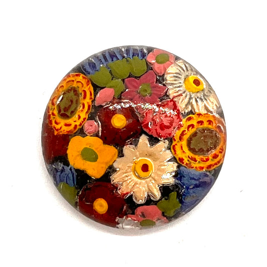Vintage (1950s) Hand Painted Czech Glass Cabochon - 28mm (CAB2)